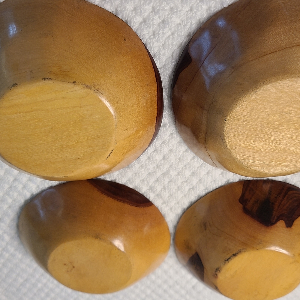 Hand-Painted Wood Decorative Bowls - Black & Natural Brown - Picture 8 of 10